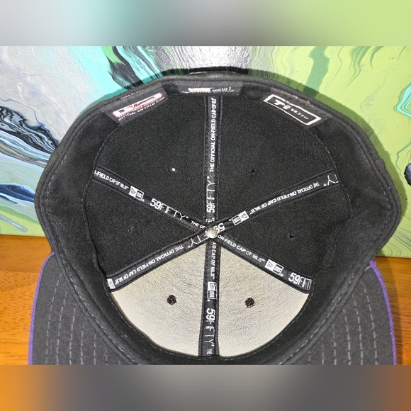 Colorado Rockies 59Fifty New Era Official On Field MLB Hat 7 3/8 Purple/Black - Picture 9 of 10